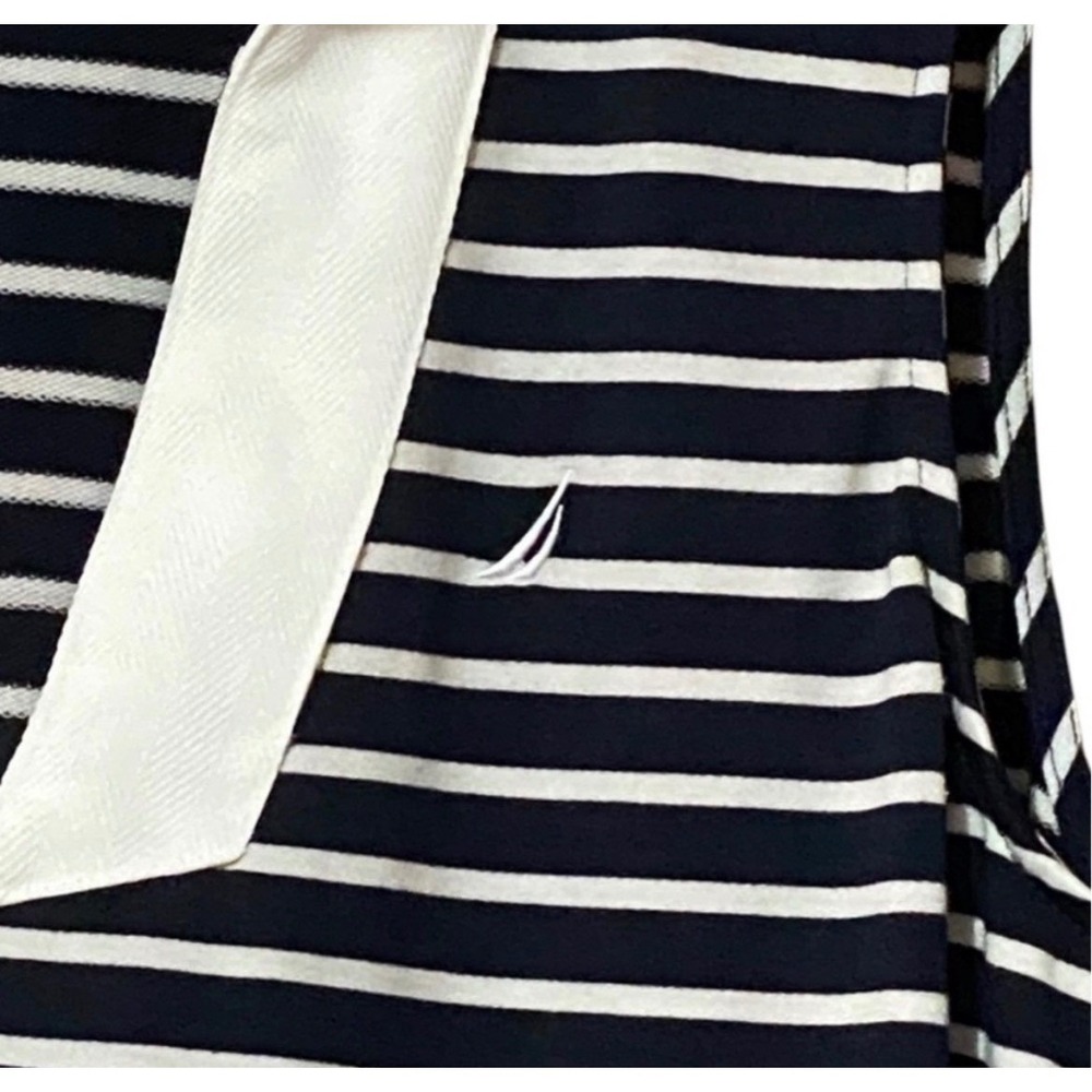 NAUTICA Tiered Mini Dress Womens Large Navy White Striped Sleeveless Pockets NWT - Picture 6 of 16